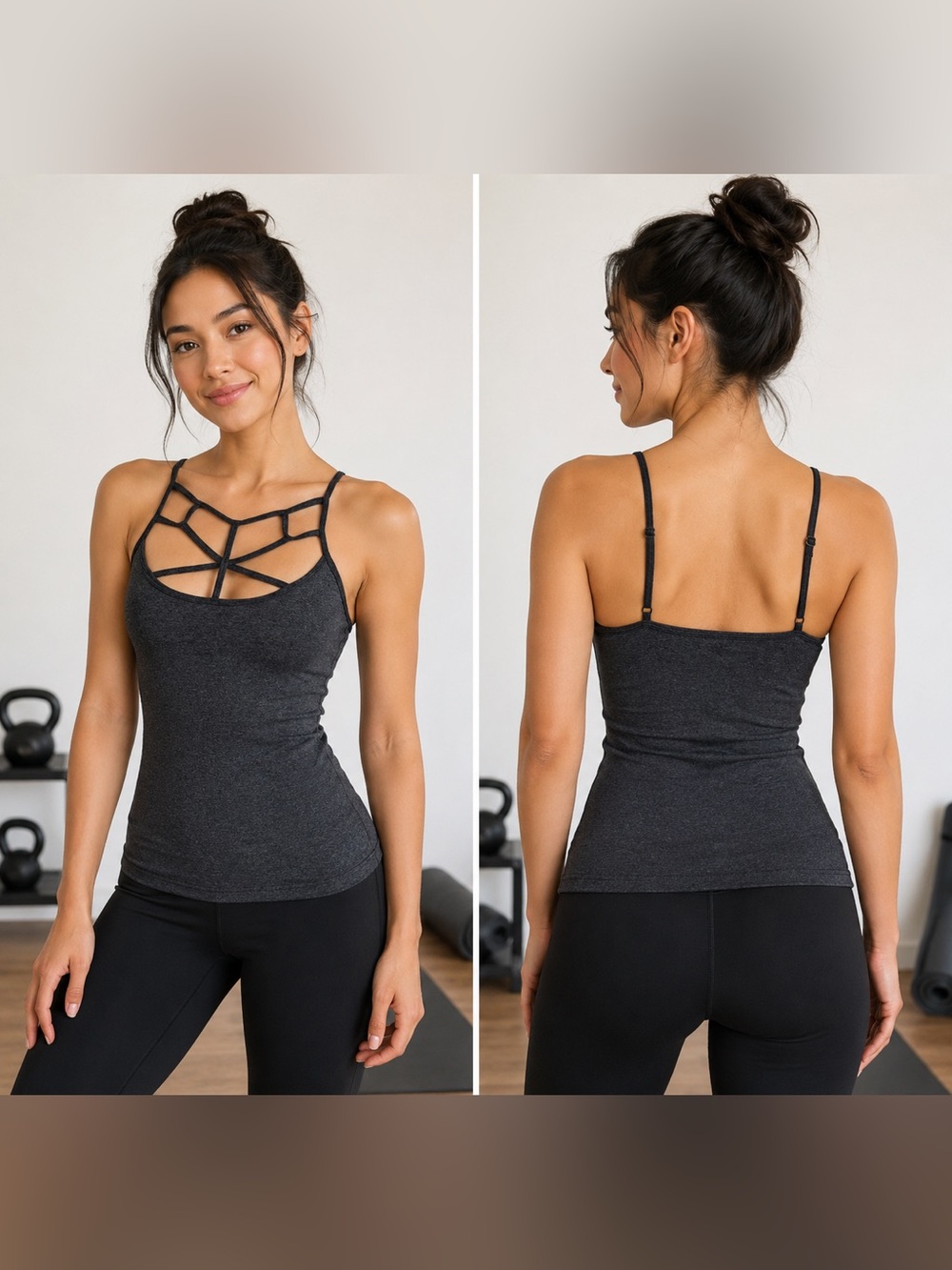 ZENANA Seamless Criss Cross Front Cami Tank EUC